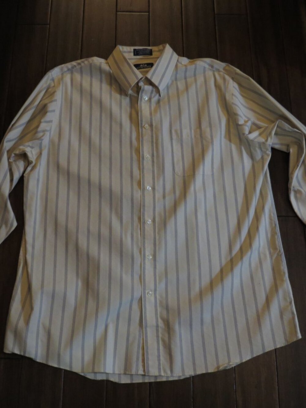 Stafford 17.5/34-35 Button Down long Sleeve Micro Pinpoint Oxford Shirt Striped